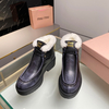 Кожаные ботинки с мехом MIU MIU, Размер: 35, изображение 2