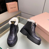 Кожаные ботинки с мехом MIU MIU, Размер: 35, изображение 5